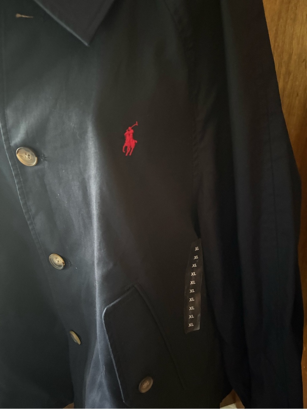 NEW POLO RALPH LAUREN SZ XL Navy Blue Cotton Twill Jacket Short Trench - Picture 6 of 11